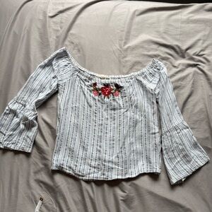 La Hearts Blue and White Striped Top